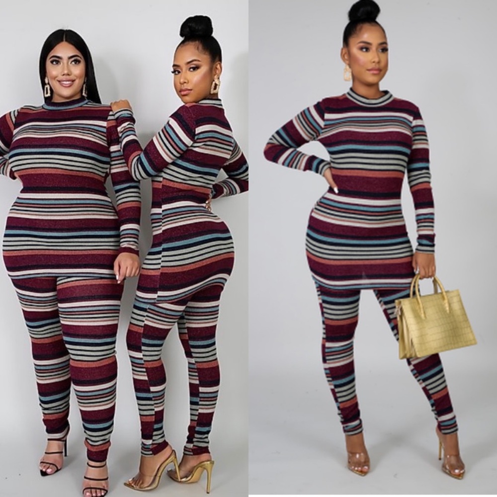 2 Piece Striped Pants Set